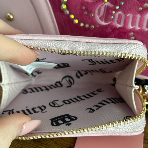 NWT Juicy Couture Dreamy Shoulder Bag Wallet Wristlet Set Raspberry Pink Viral - Picture 2 of 8